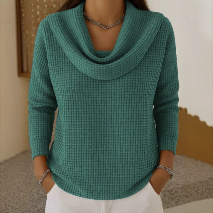 Damen-Strickpullover mit Wasserfallkragen – Elegant, Weich & Zeitlos