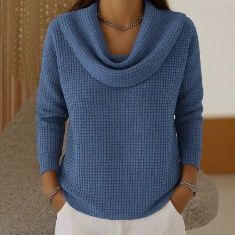 Damen-Strickpullover mit Wasserfallkragen – Elegant, Weich & Zeitlos