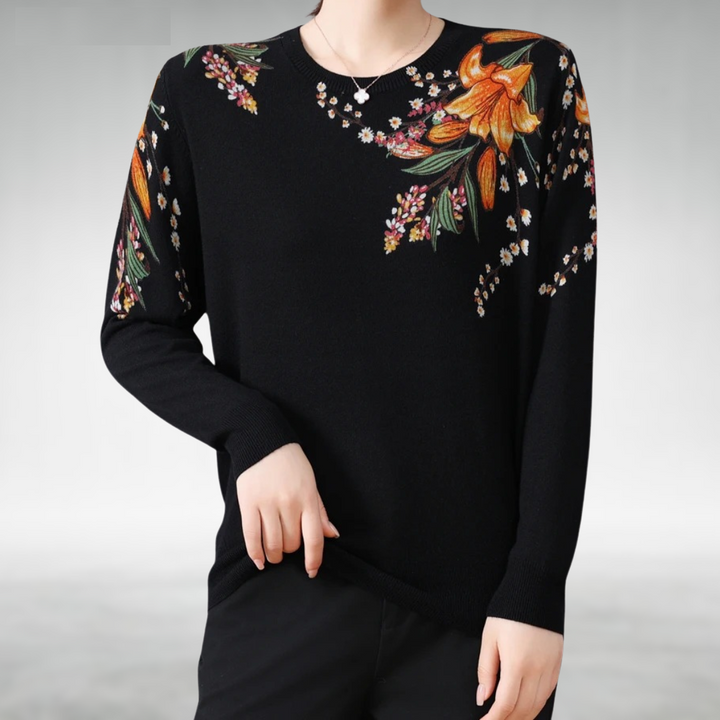 Anna™ Eleganter Strickpullover mit Blumenmuster