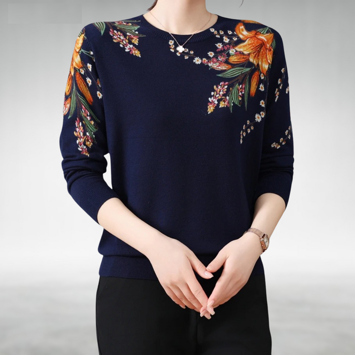 Anna™ Eleganter Strickpullover mit Blumenmuster