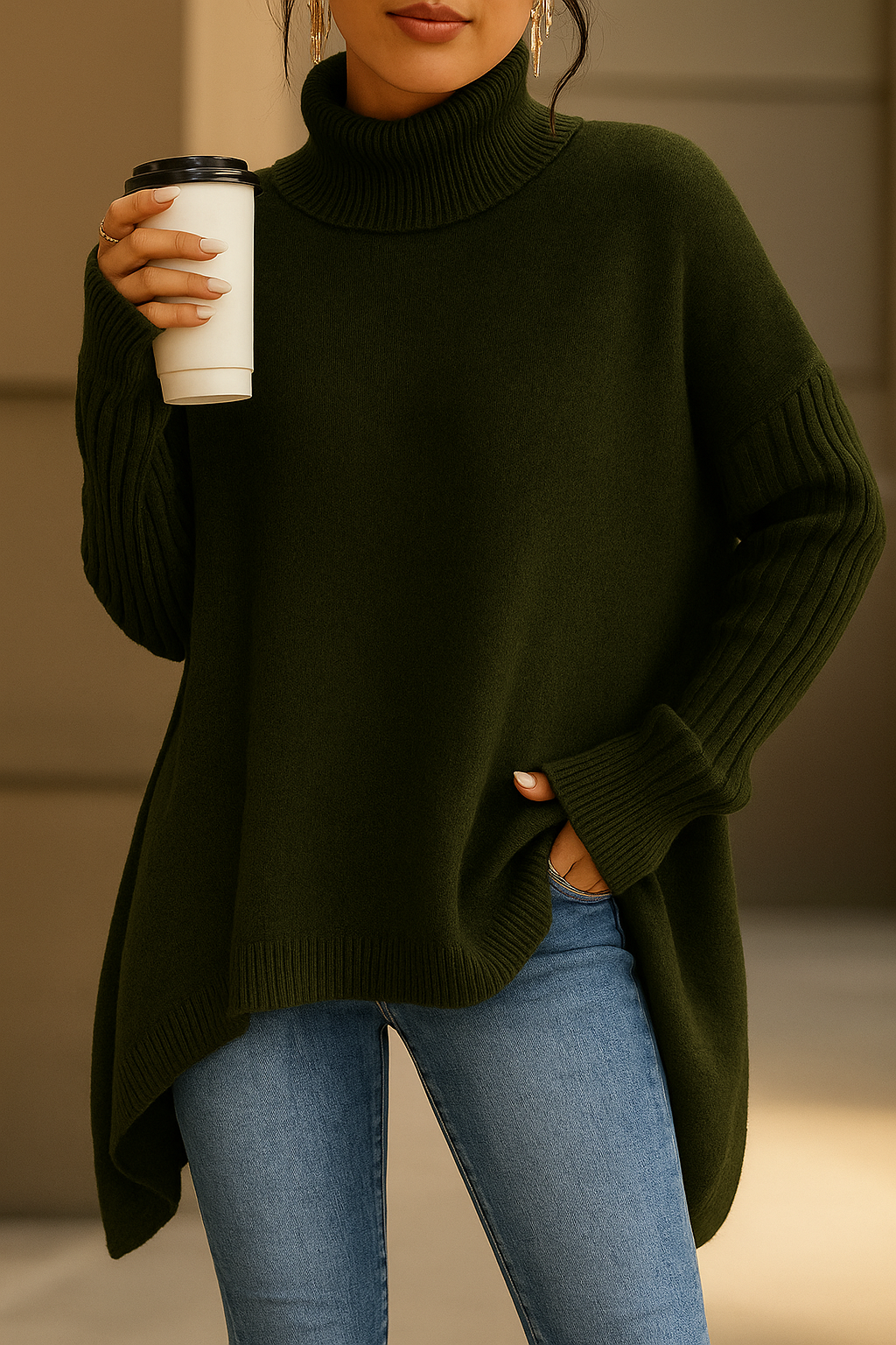 Gemütlicher Rollkragenpullover – Weich, Oversized & Elegant
