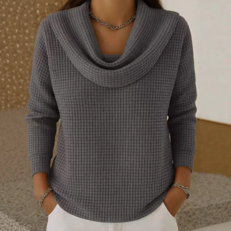 Damen-Strickpullover mit Wasserfallkragen – Elegant, Weich & Zeitlos