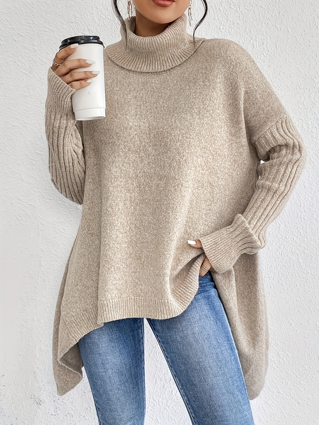 Gemütlicher Rollkragenpullover – Weich, Oversized & Elegant