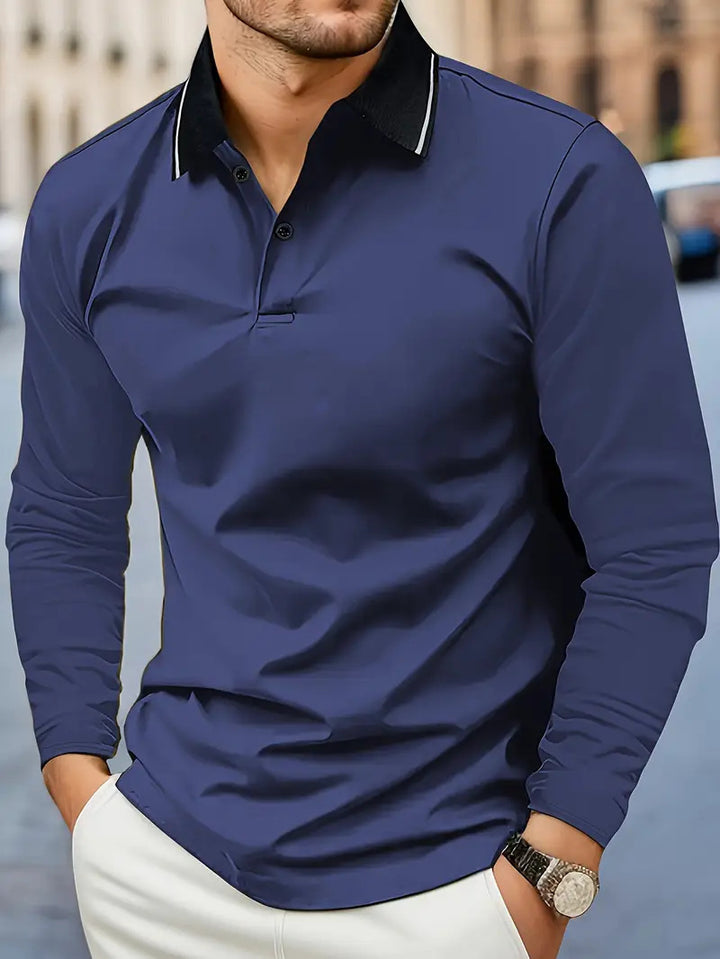 Herren Langarmshirt mit Polokragen – Elegant & Bequem