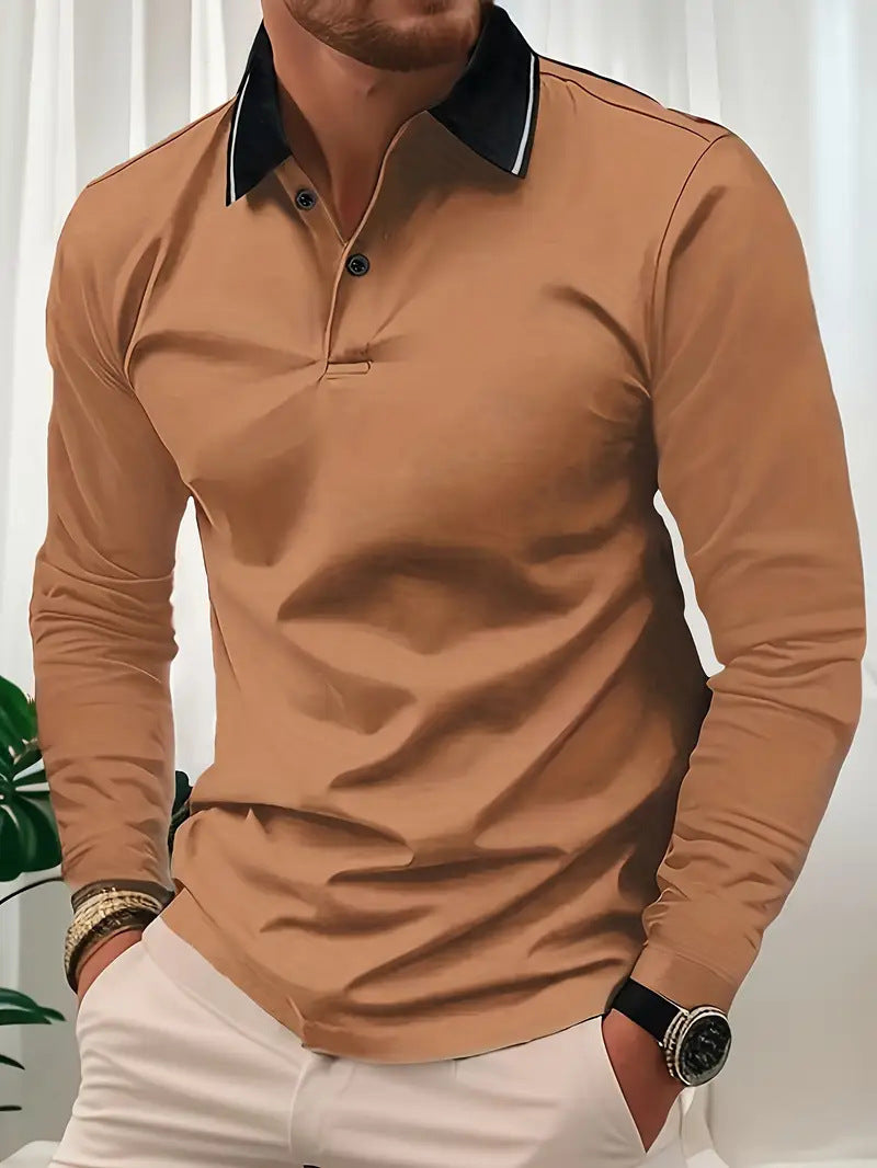 Herren Langarmshirt mit Polokragen – Elegant & Bequem