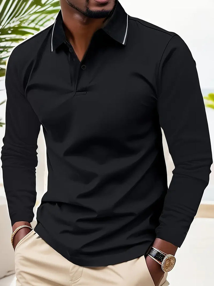 Herren Langarmshirt mit Polokragen – Elegant & Bequem