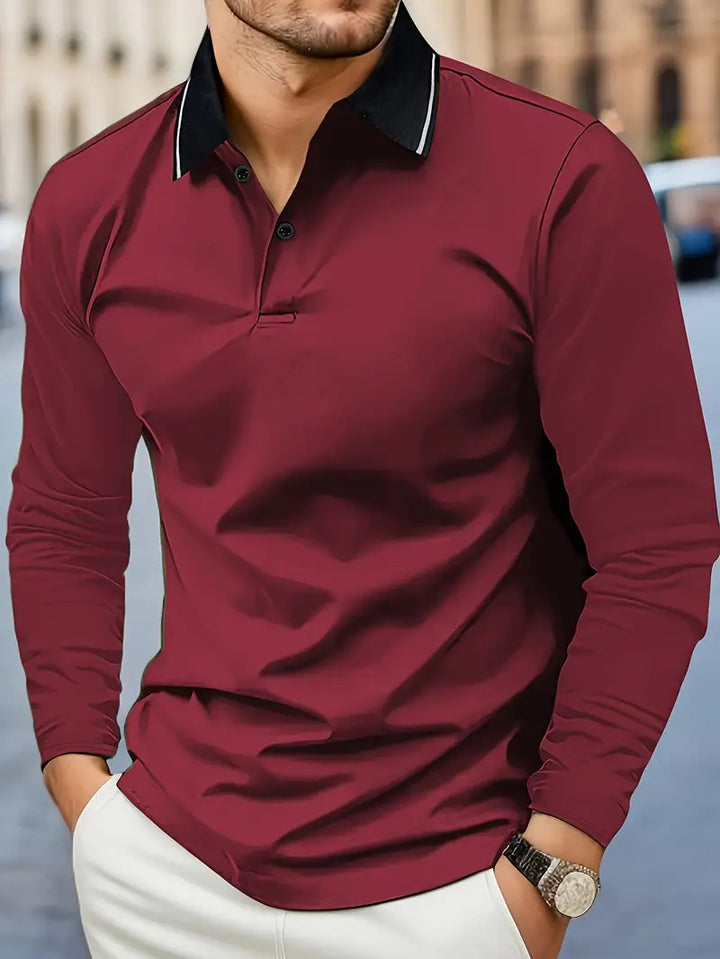 Herren Langarmshirt mit Polokragen – Elegant & Bequem
