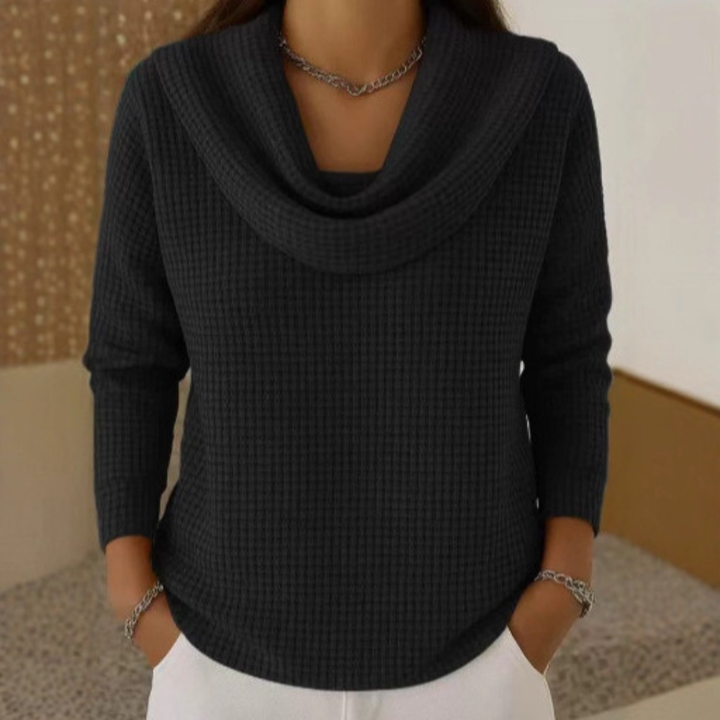 Damen-Strickpullover mit Wasserfallkragen – Elegant, Weich & Zeitlos